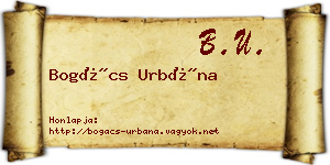 Bogács Urbána névjegykártya